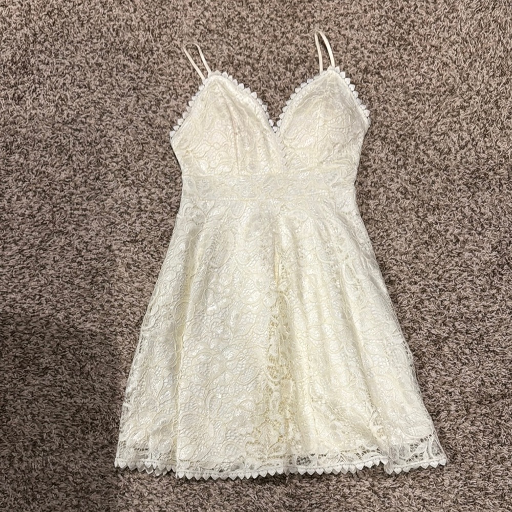 White Lace Spaghetti Strap Dress
